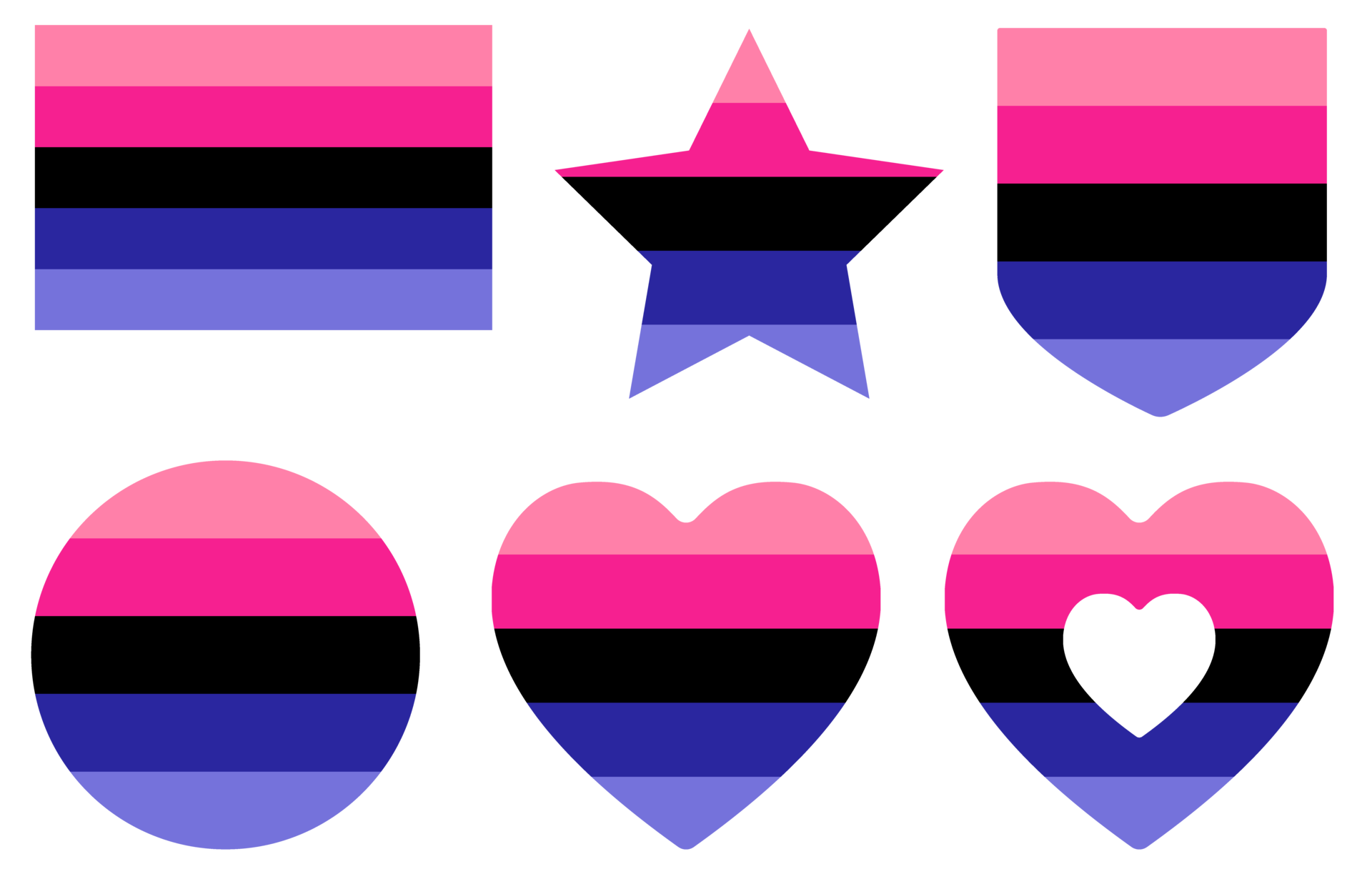 Omnisexual Pride Flag in shape set. LGBTQ flag in shape set. 25863339 PNG