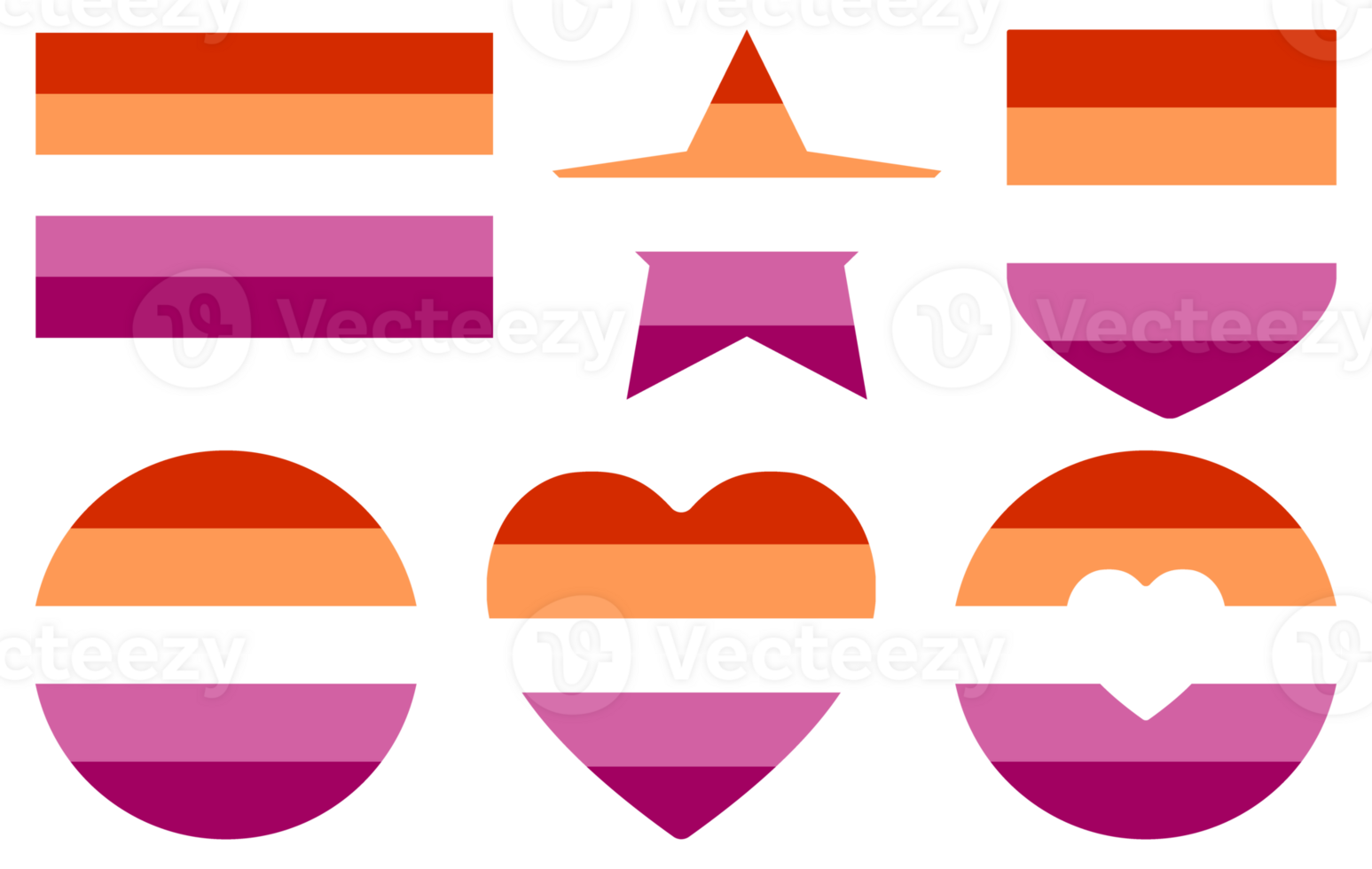 Lesbian Pride Flag in shape set. LGBT symbol in shape set. png