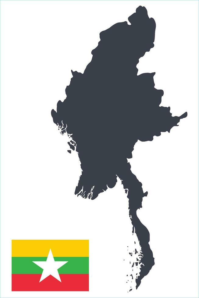 Myanmar map with Myanmar flag vector