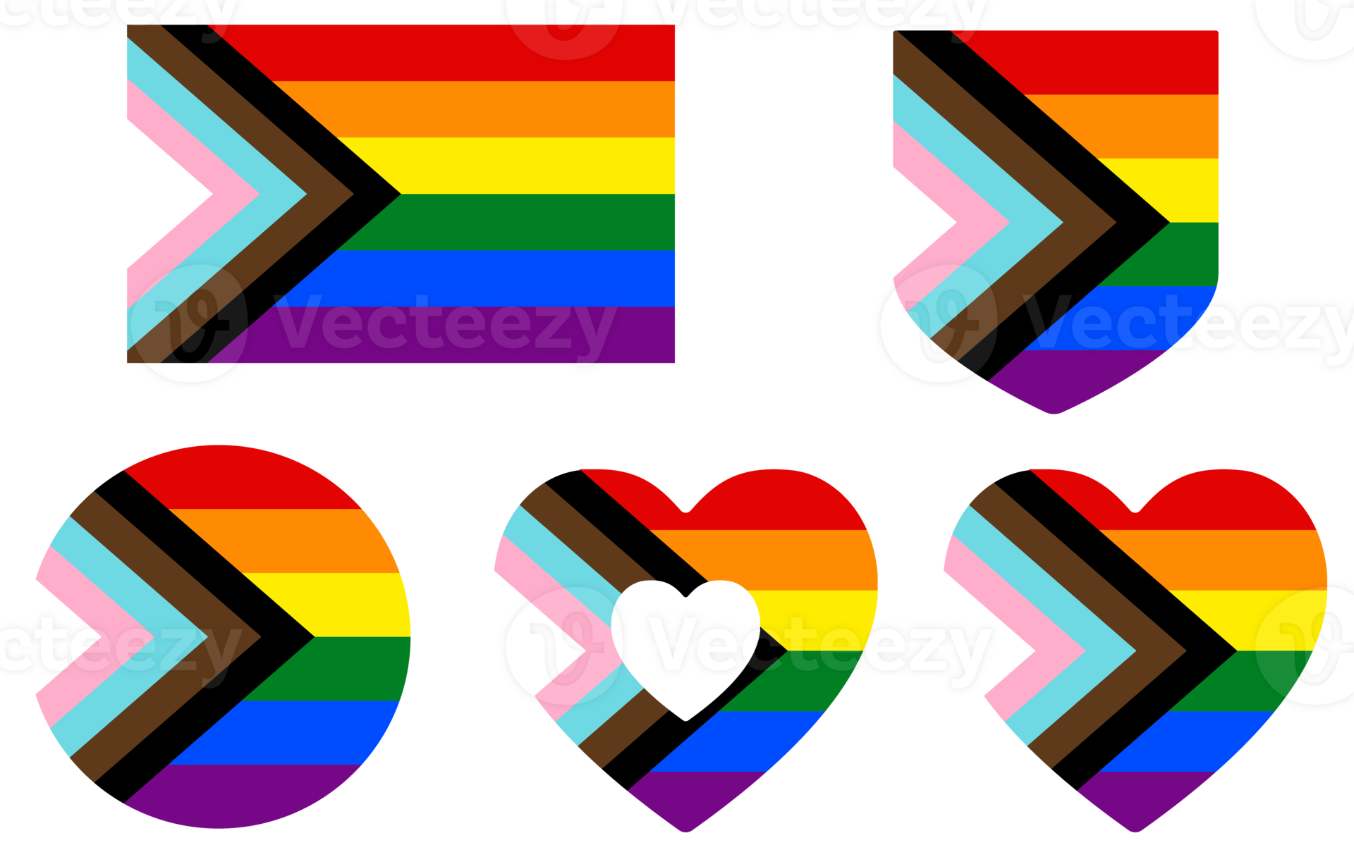 Progress pride flag in shape set. Progress Pride Rainbow Flags. LGBTQ flag. 25863350 PNG