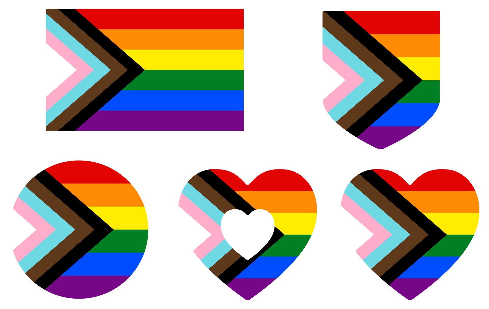 Progress pride flag in shape set. Progress Pride Rainbow Flags. LGBTQ flag. 25863350 PNG