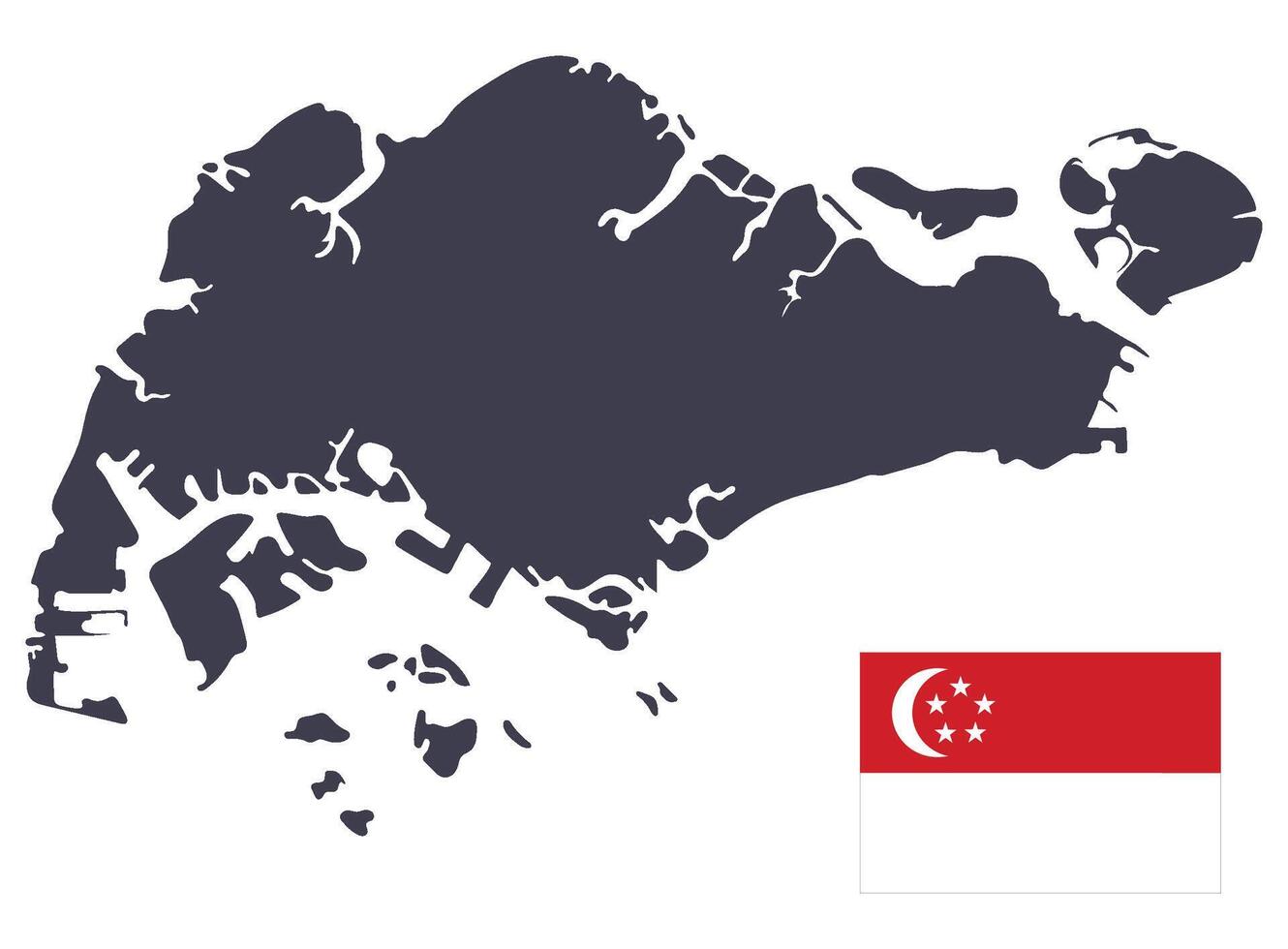 Singapore map with Singapore flag vector