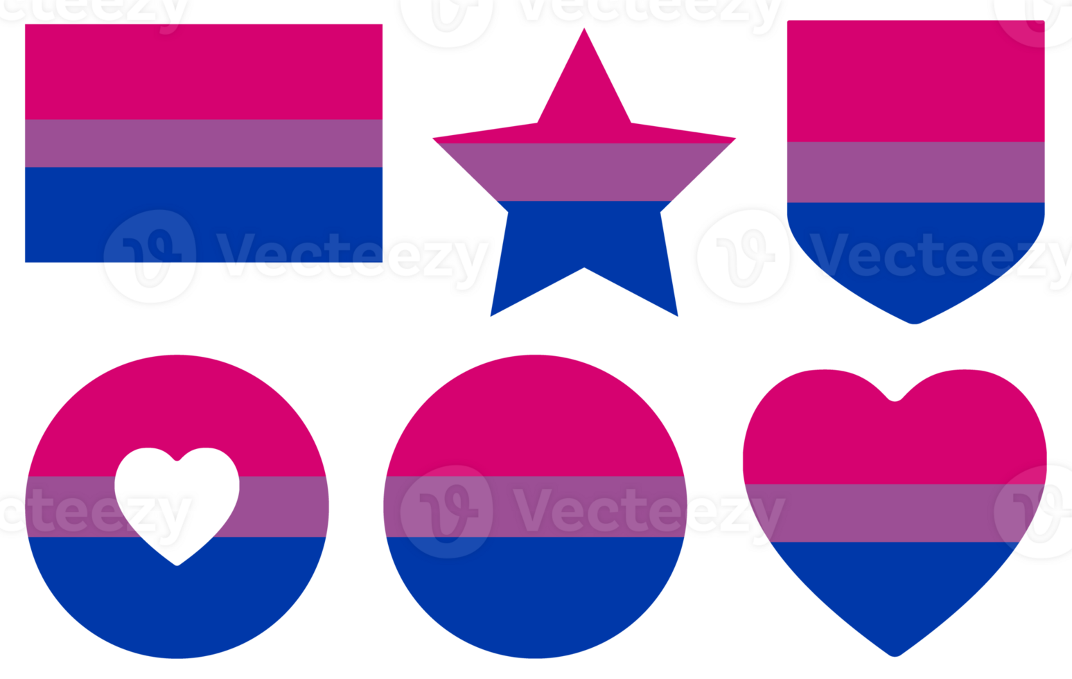 bisexuell stolthet flagga i form uppsättning. png