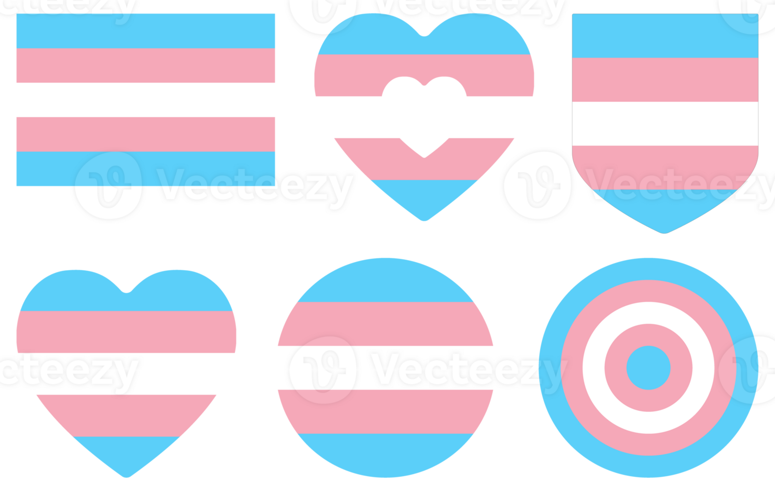 Transgender Pride Flag in shape set. Trans Pride Flag. png