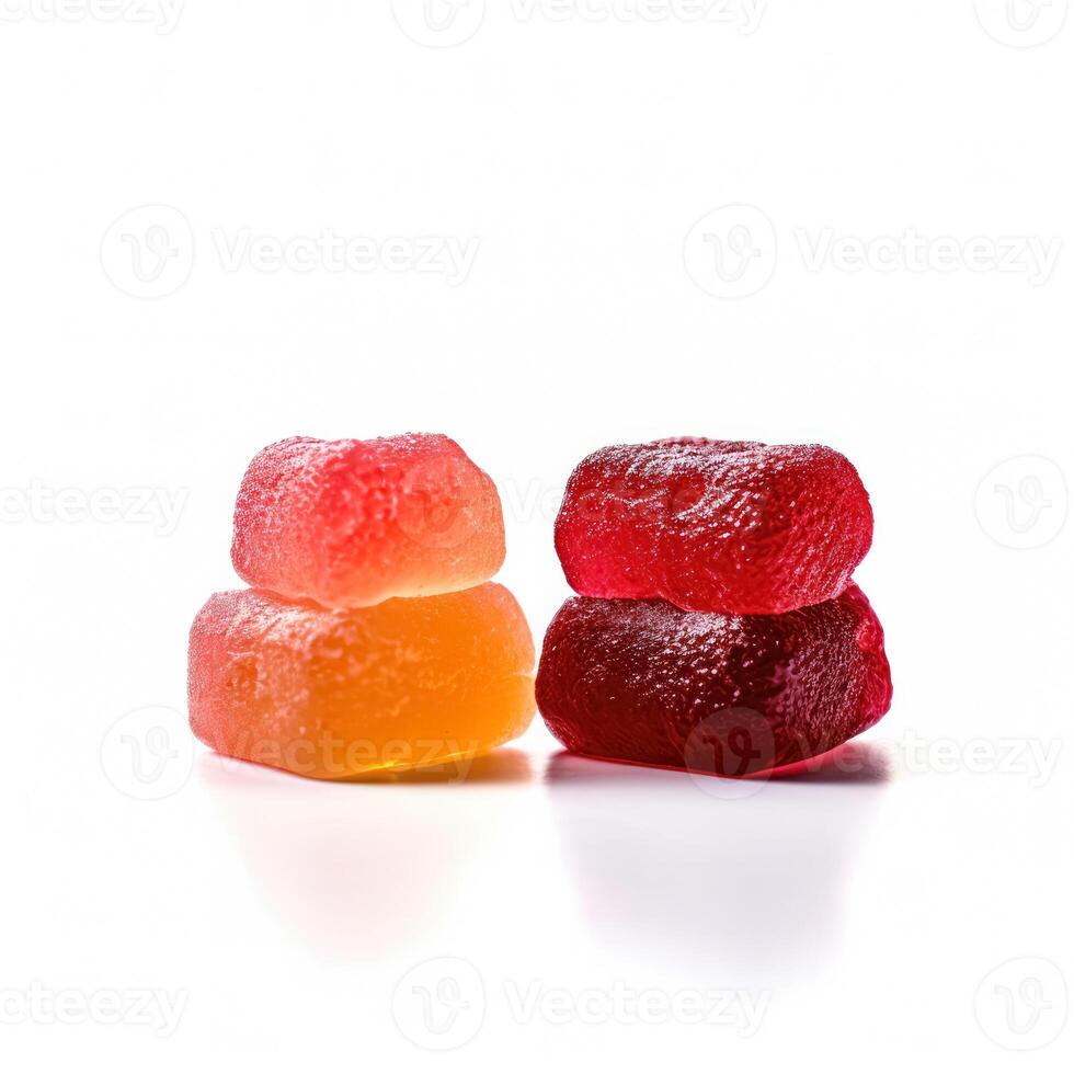 Delicious gummies isolated on white background, photo