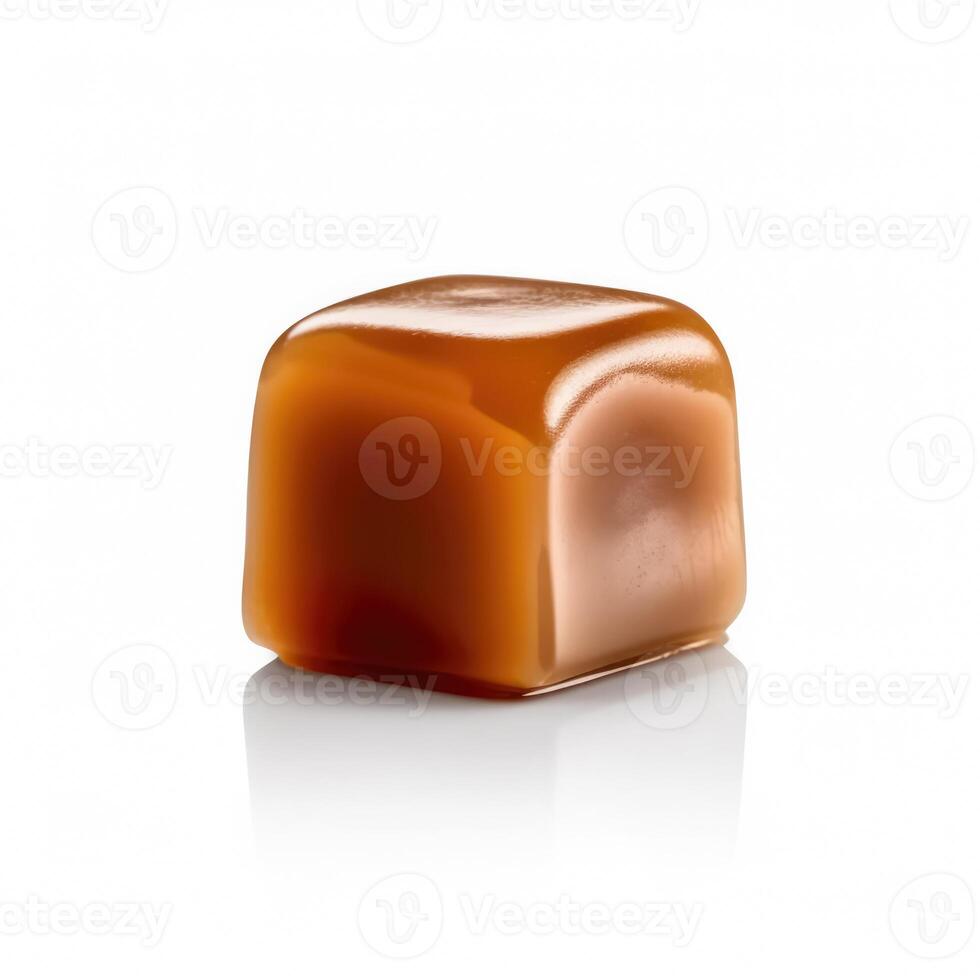 Delicious salted caramels isolated on white background, photo