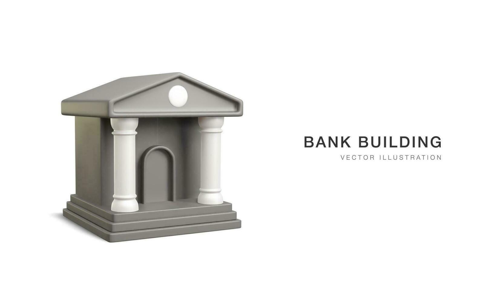3d realistic bank building. Online banking or bank transactions and service concept. Vector illustration