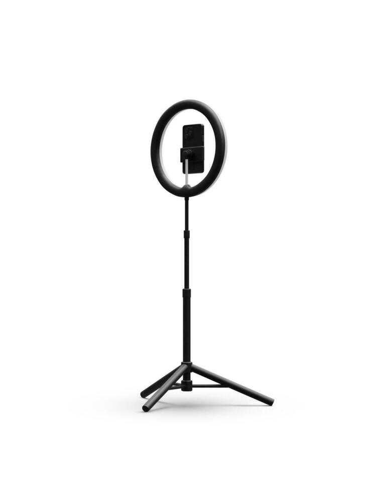 3d realistic phone on tripod with light bulb. Live stream concept. Vector illustration