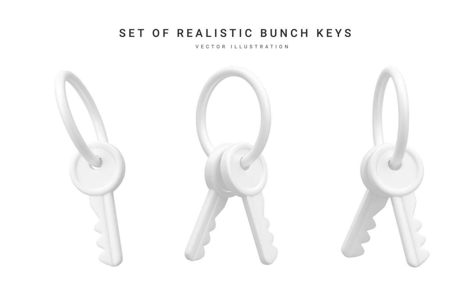 conjunto de 3d realista manojo de llaves aislado en con antecedentes. vector ilustración