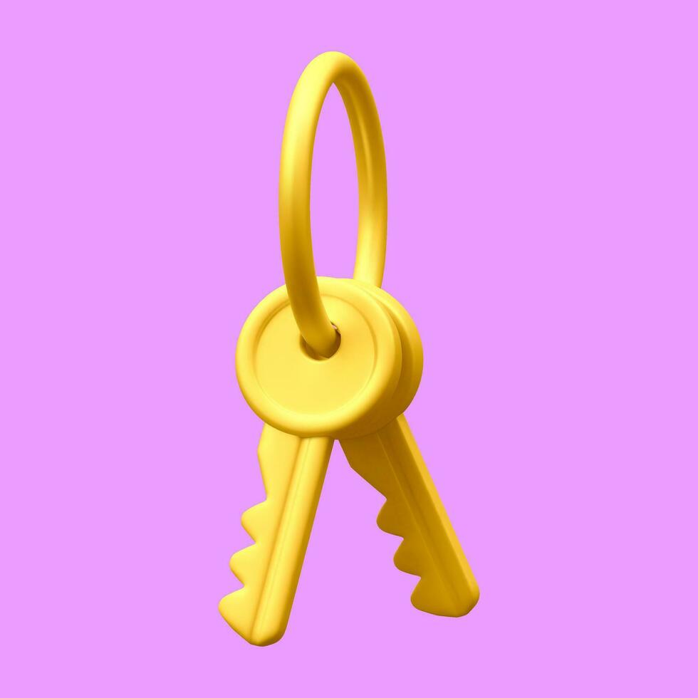 3d realistic golden bunch of keys isolated in light background. Vector illustration 25864046