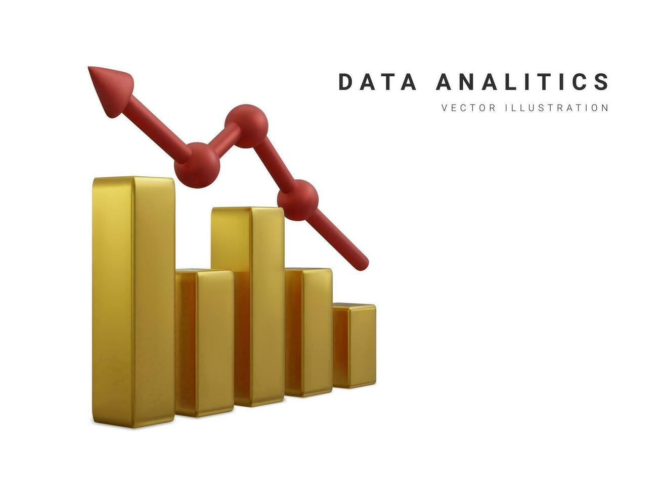 Data analysis concept banner. Growing bars graphic with rising arrow. Digital marketing. Vector illustration