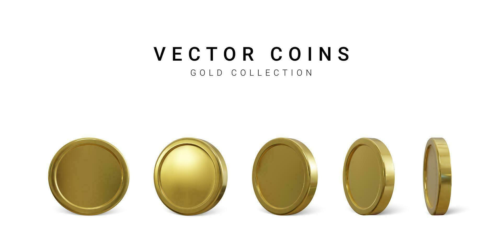 Empty gold coins isolated on white background. Falling or flying money.Cash treasure concept. Vector illustration