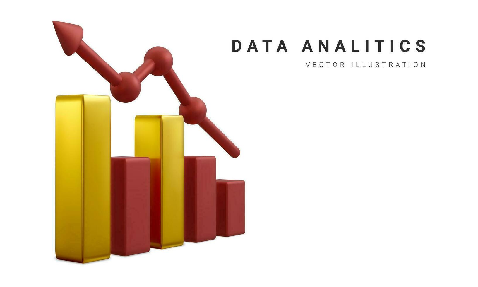 Data analysis concept banner. Growing bars graphic with rising arrow. Digital marketing. Vector illustration