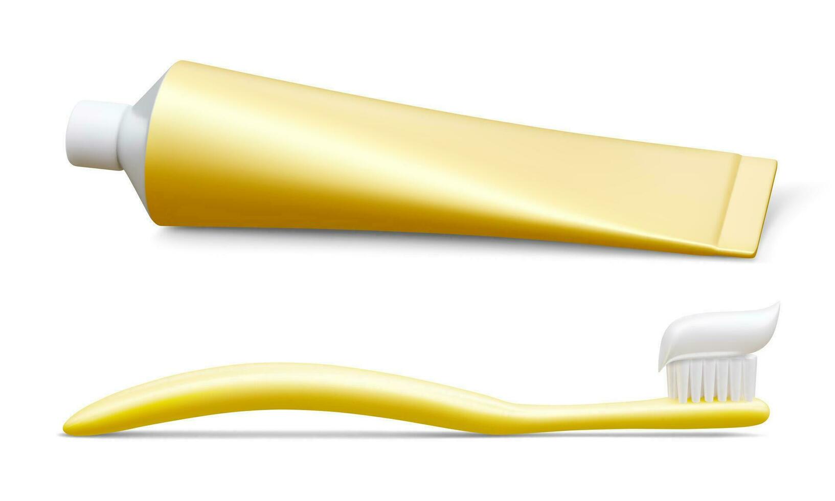 realista tubo Bosquejo pasta dental y cepillo de dientes. modelo para medicina o productos cosméticos. vector ilustración