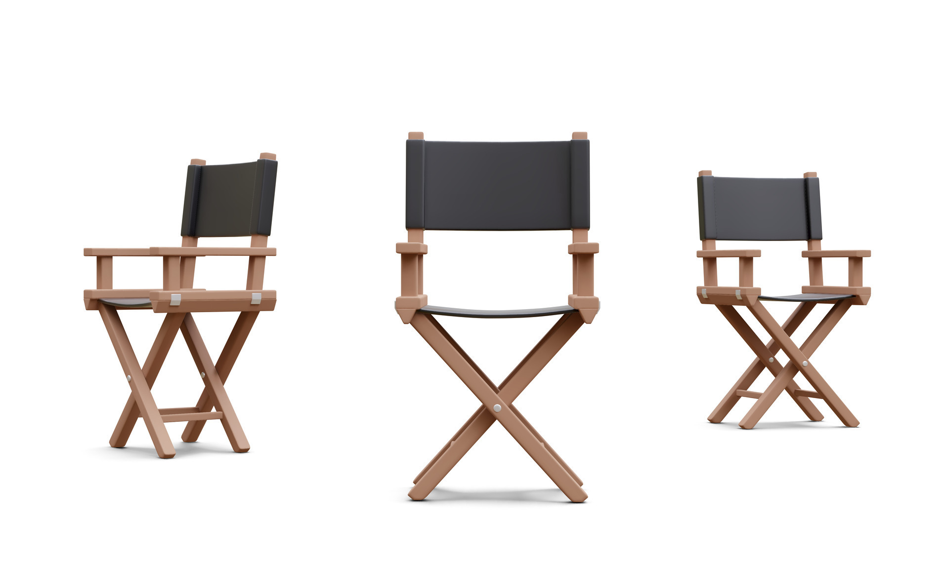 Set of 3d realistic director chair isolated on white background. Vector