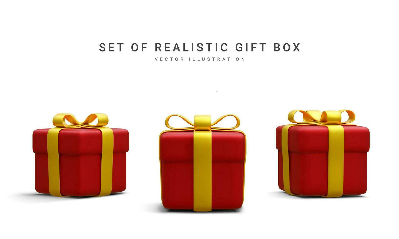 conjunto de 3d realista rojo regalo cajas con oro cinta aislado en blanco antecedentes. sorpresa cajas vector ilustración