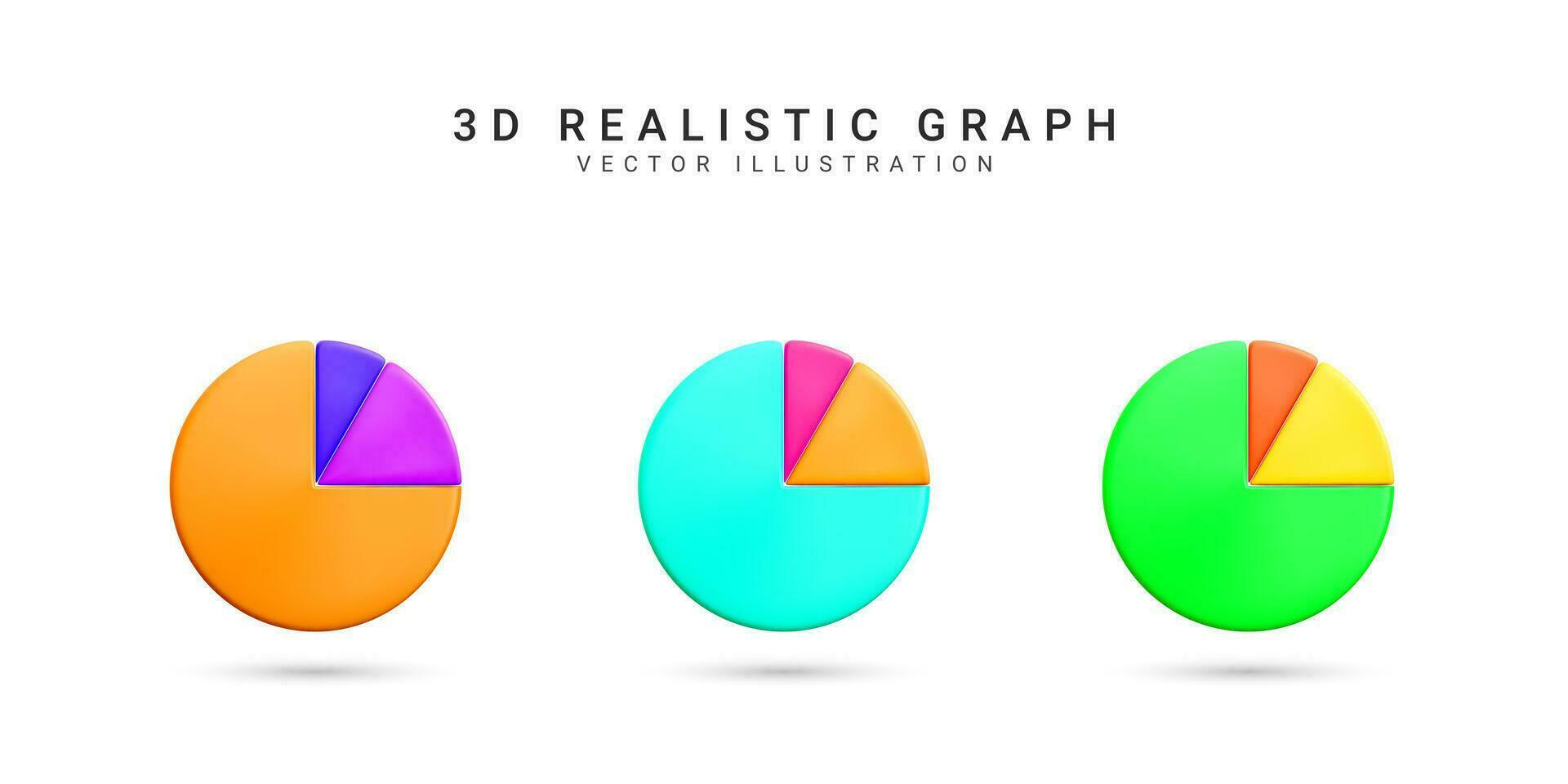 3d realista infografía es dividido dentro partes. gráfico tarta infografía compartir. conjunto de negocio grafico icono en dibujos animados estilo. vector ilustración