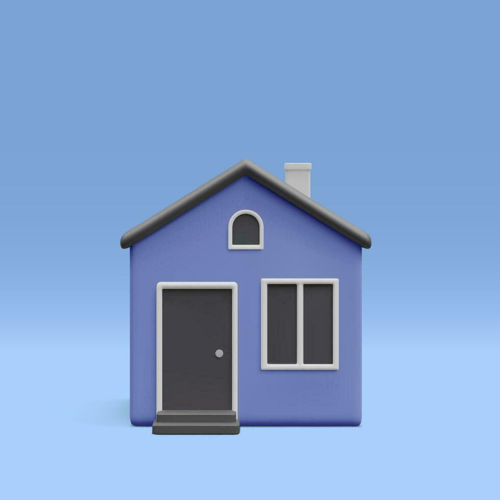 3d realistic cute home isolated on light background. Real estate, mortgage, loan concept. House icon in cartoon minimal style. Vector illustration