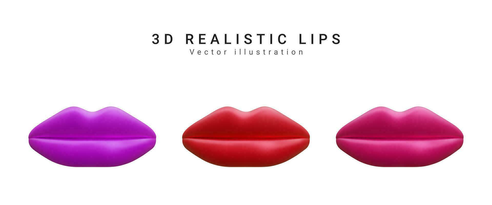 Set of realistic beautiful lips isolated on white background. Vector illustration