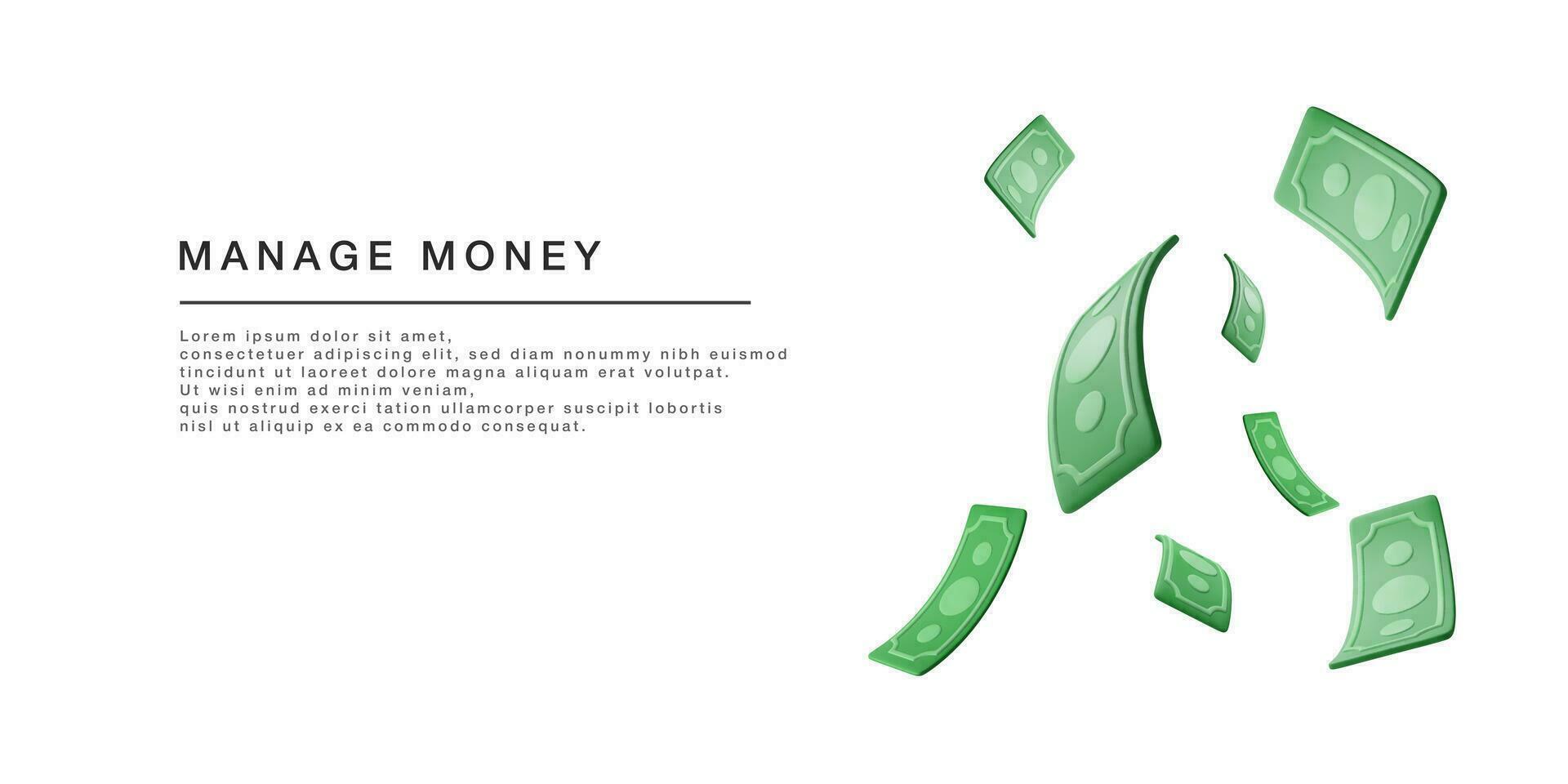 3d realistic green USA money bill with dollar sign isolated on white background. Business and finance concept. Vector illustration