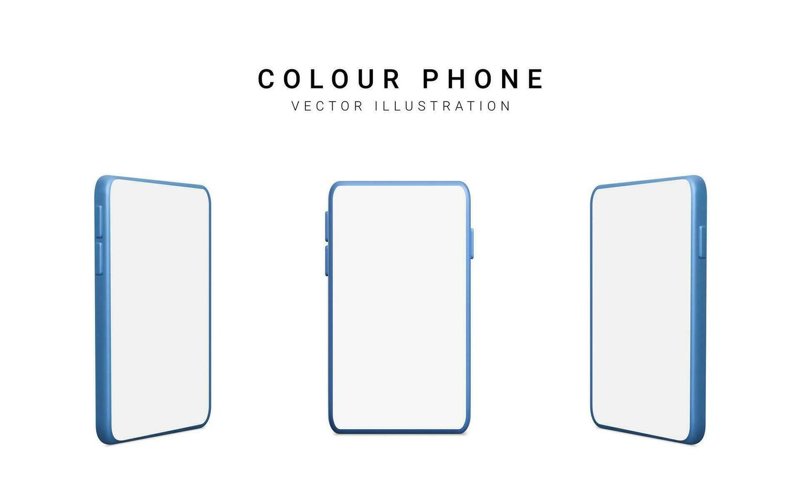 Set of colour 3d realistic phone isolated on white background. Vector illustration