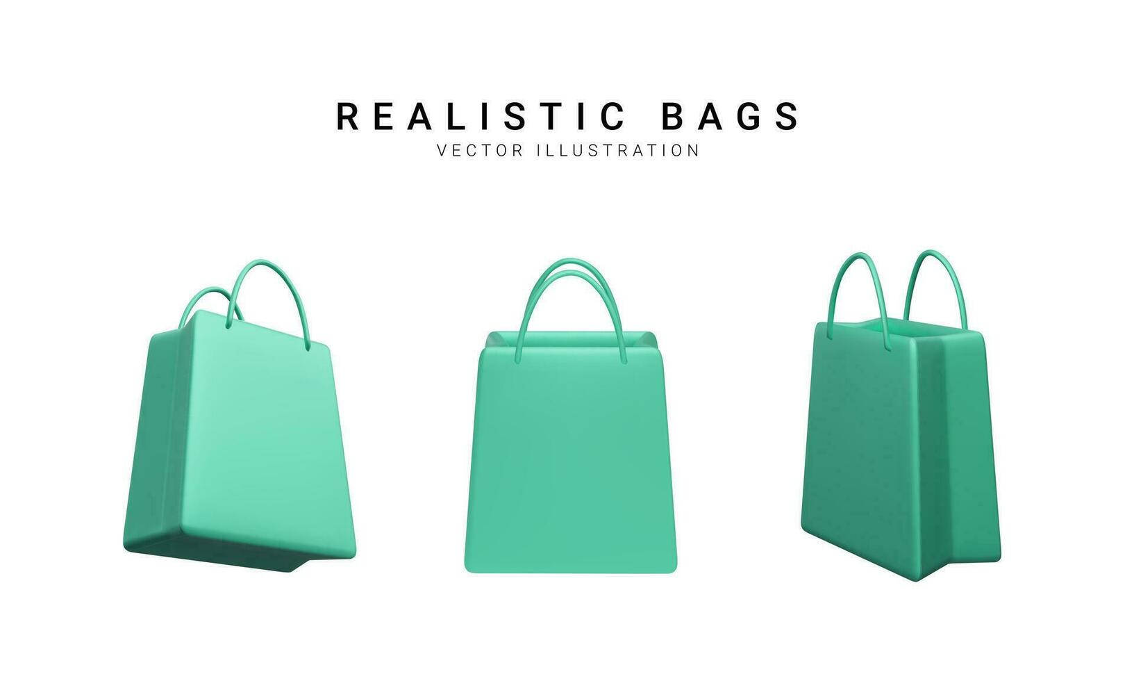 Set of 3d realistic colorful shopping bags. Vector Illustration