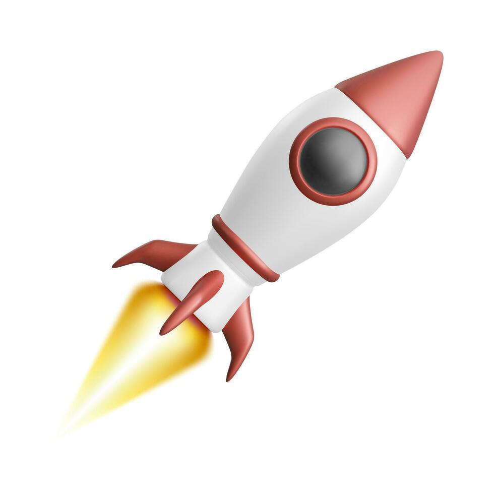 3d realistic rocket isolated on white background. Vector illustration