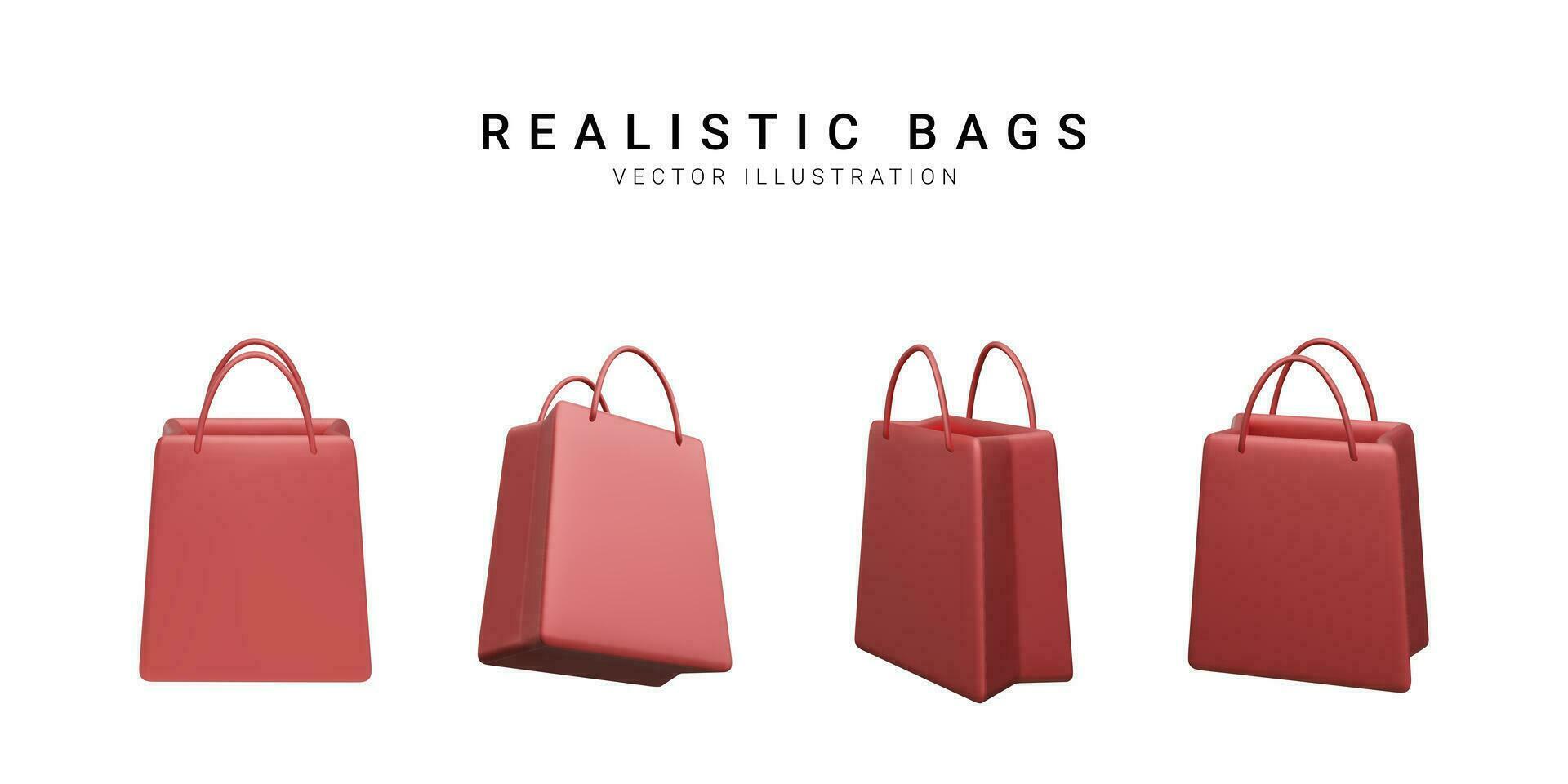 Set of 3d realistic colorful shopping bags. Vector Illustration