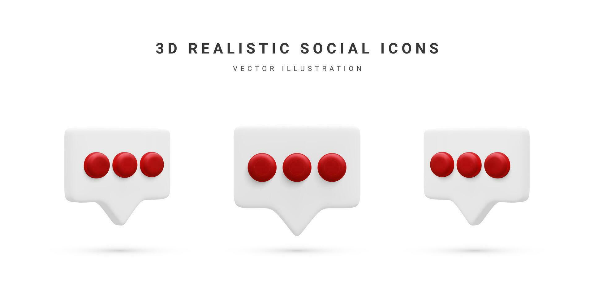 Set of 3d realistic chat icons isolated on white background. Vector