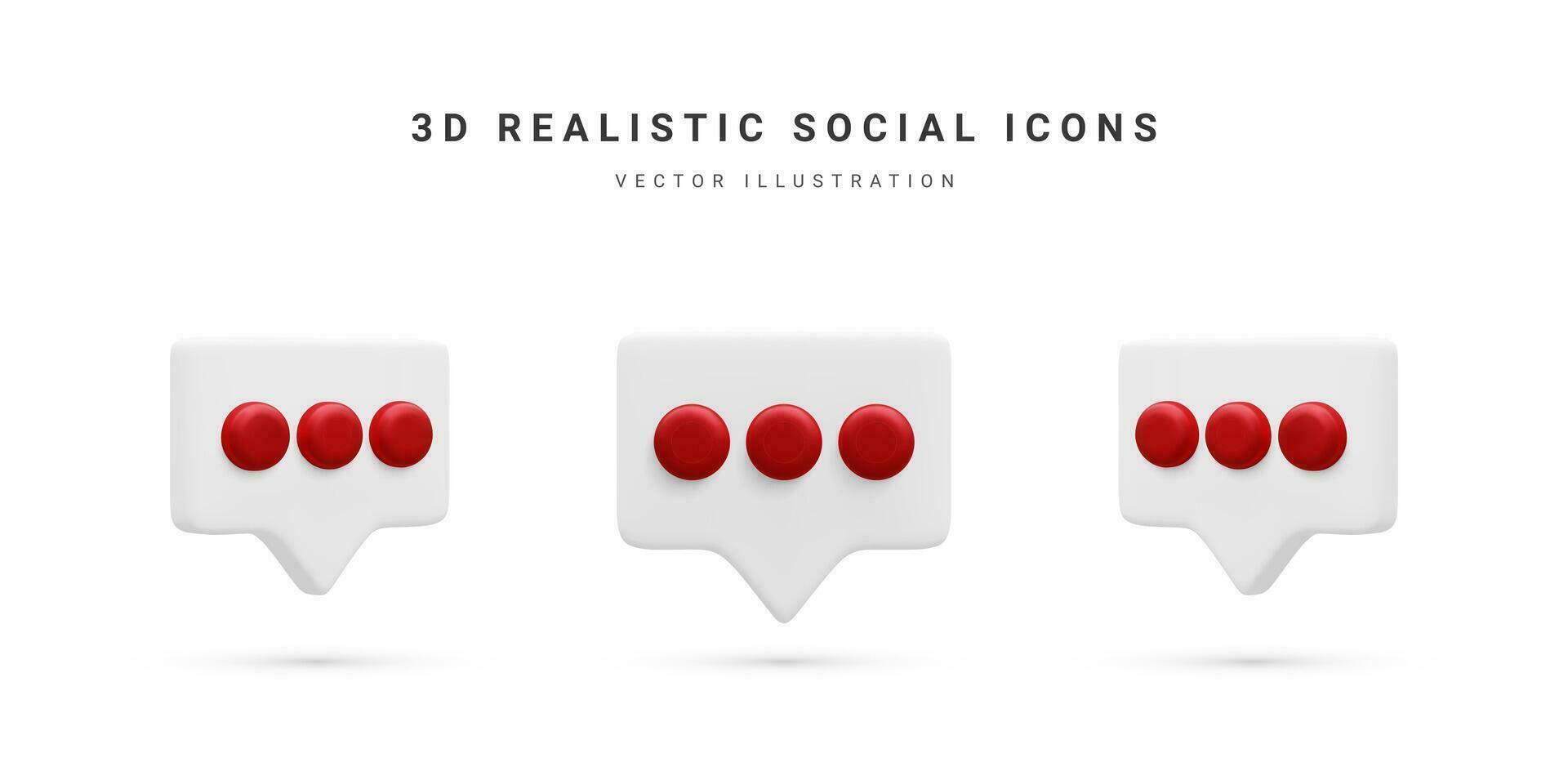 Set of 3d realistic chat icons isolated on white background. Vector illustration