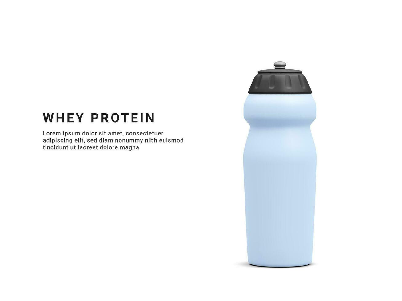 3d realistic bottle isolated on white background. Whey protein. Sport nutrition. Vector illustration