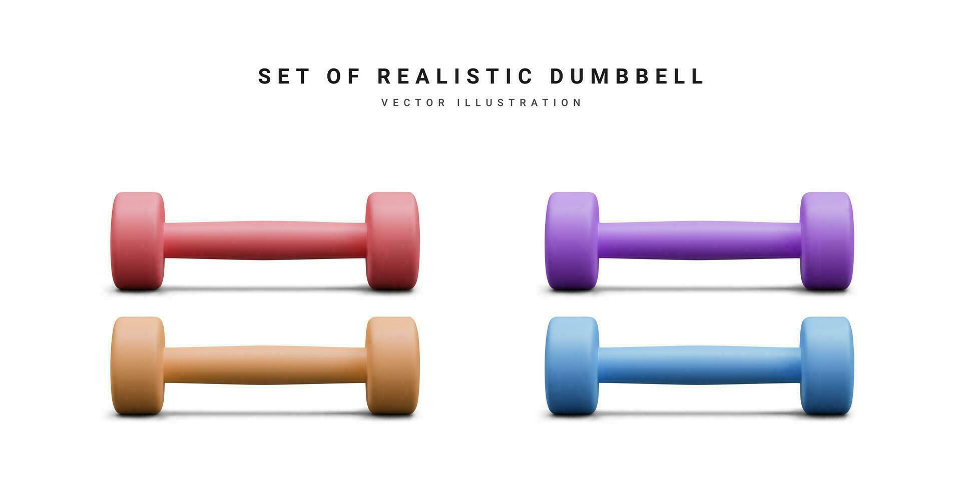 3d realistic set of dumbbells isolated on white background. Vector illustration