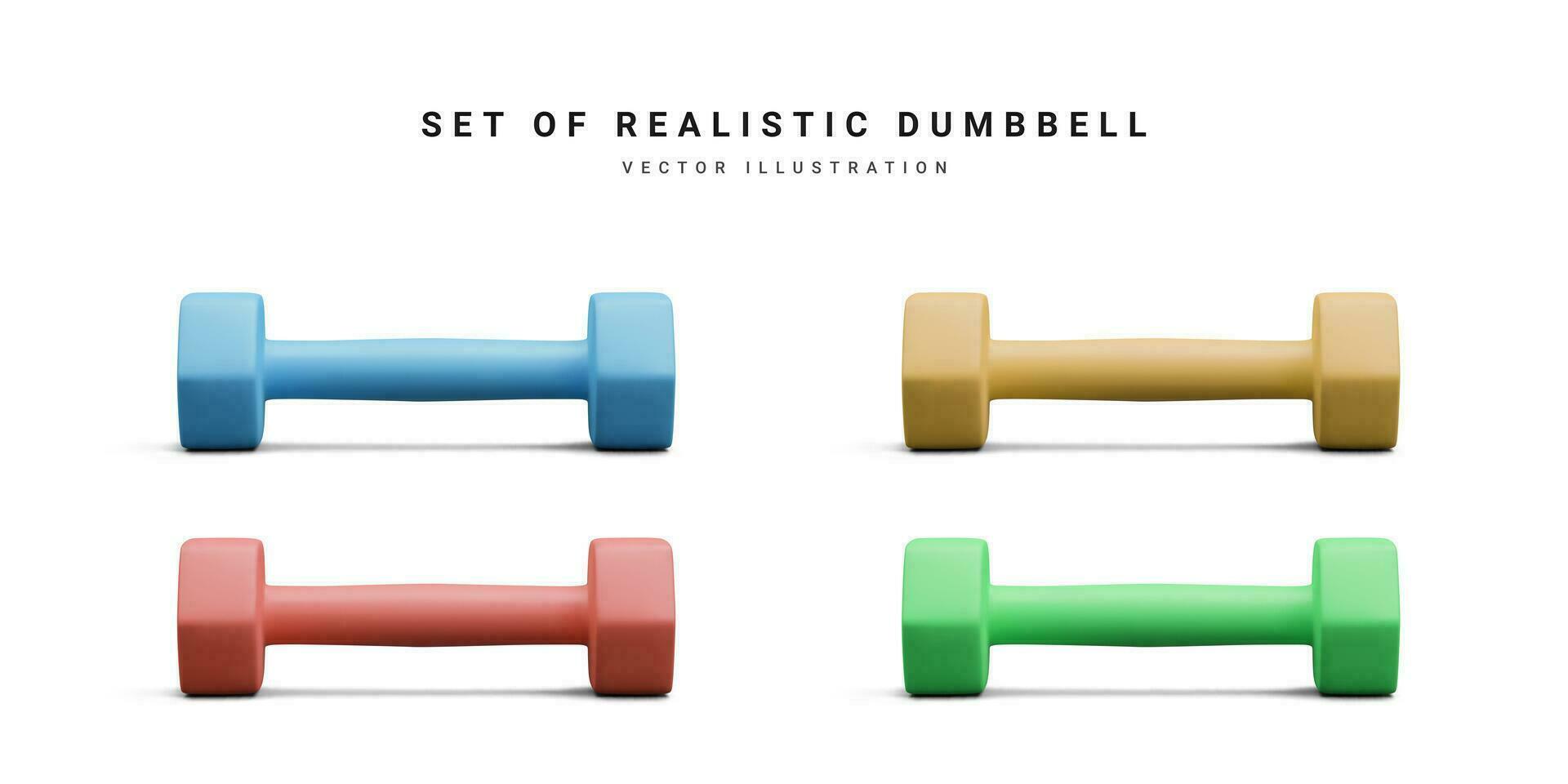 3d realistic set of dumbbells isolated on white background. Vector illustration