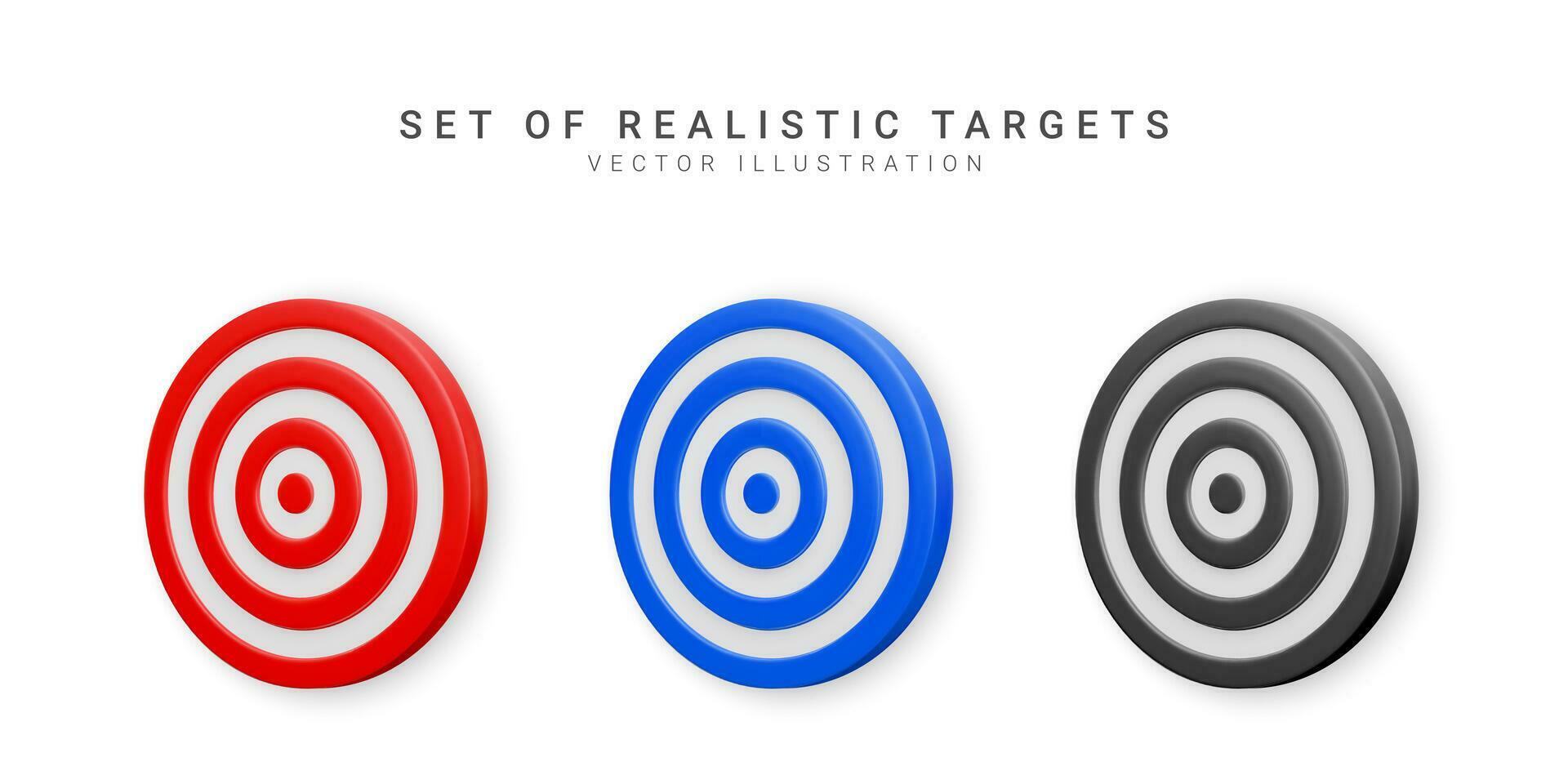 Set of realistic targets. Targets for shooting arrows and darts. Vector