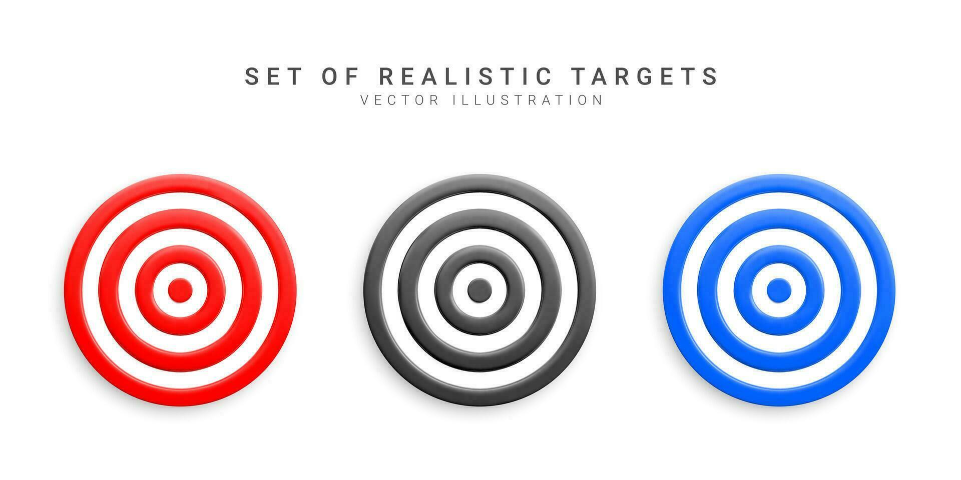 Set of realistic targets. Targets for shooting arrows and darts. Vector illustration