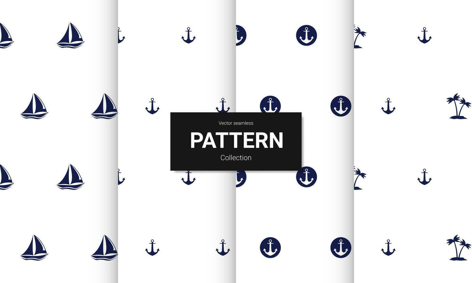 Set of  light blue seamless patterns. Vector seamless nautical textures