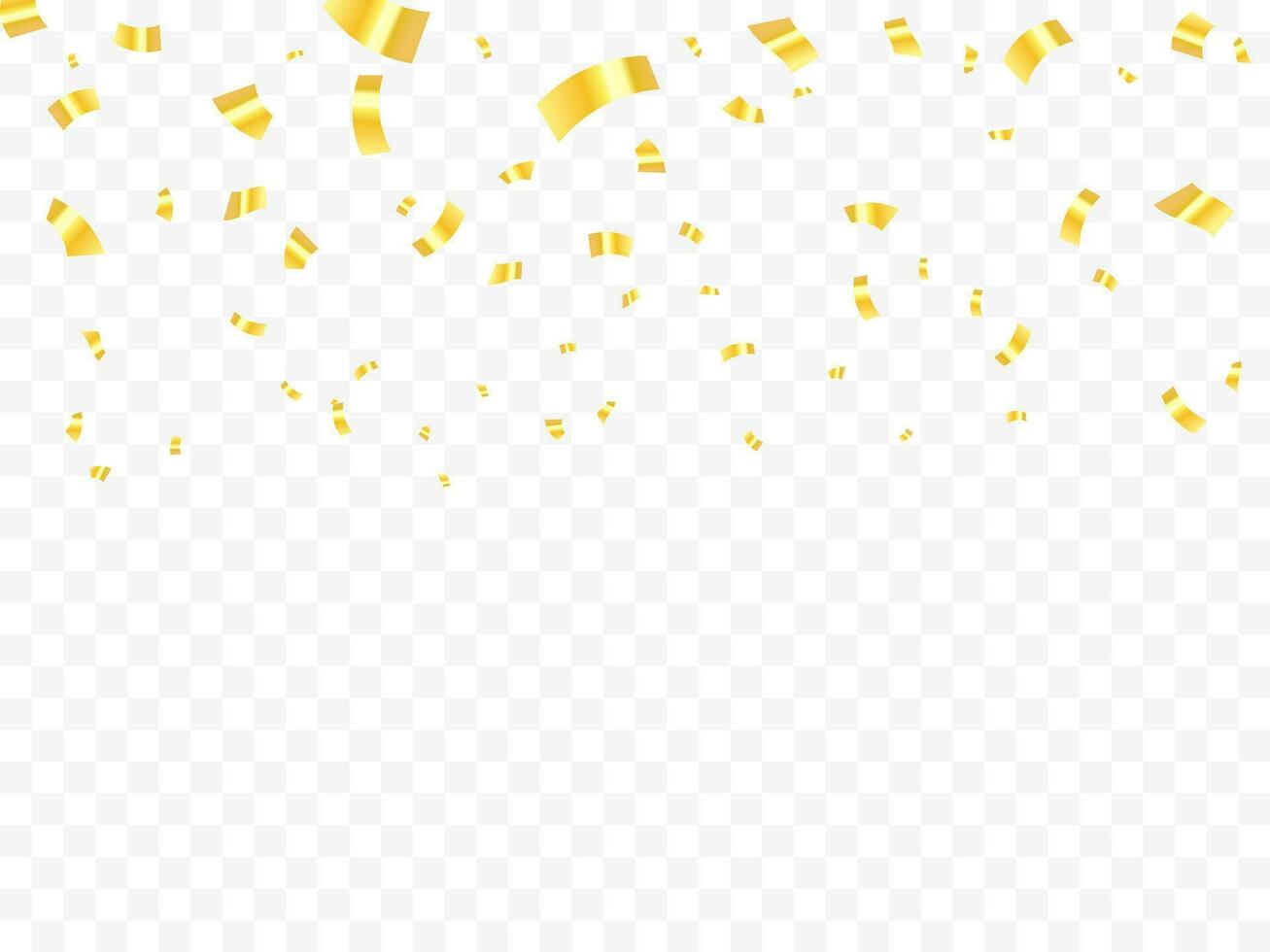 Falling shiny golden confetti isolated on white background. Bright festive tinsel of gold color vector