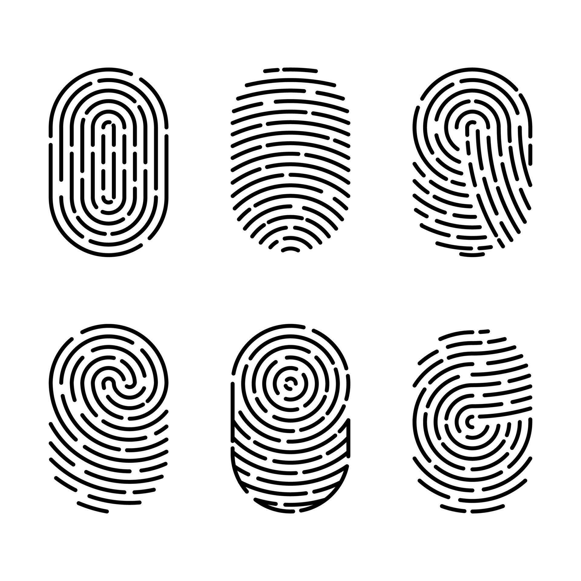 Set of vector illustrations of security fingerprint authentication