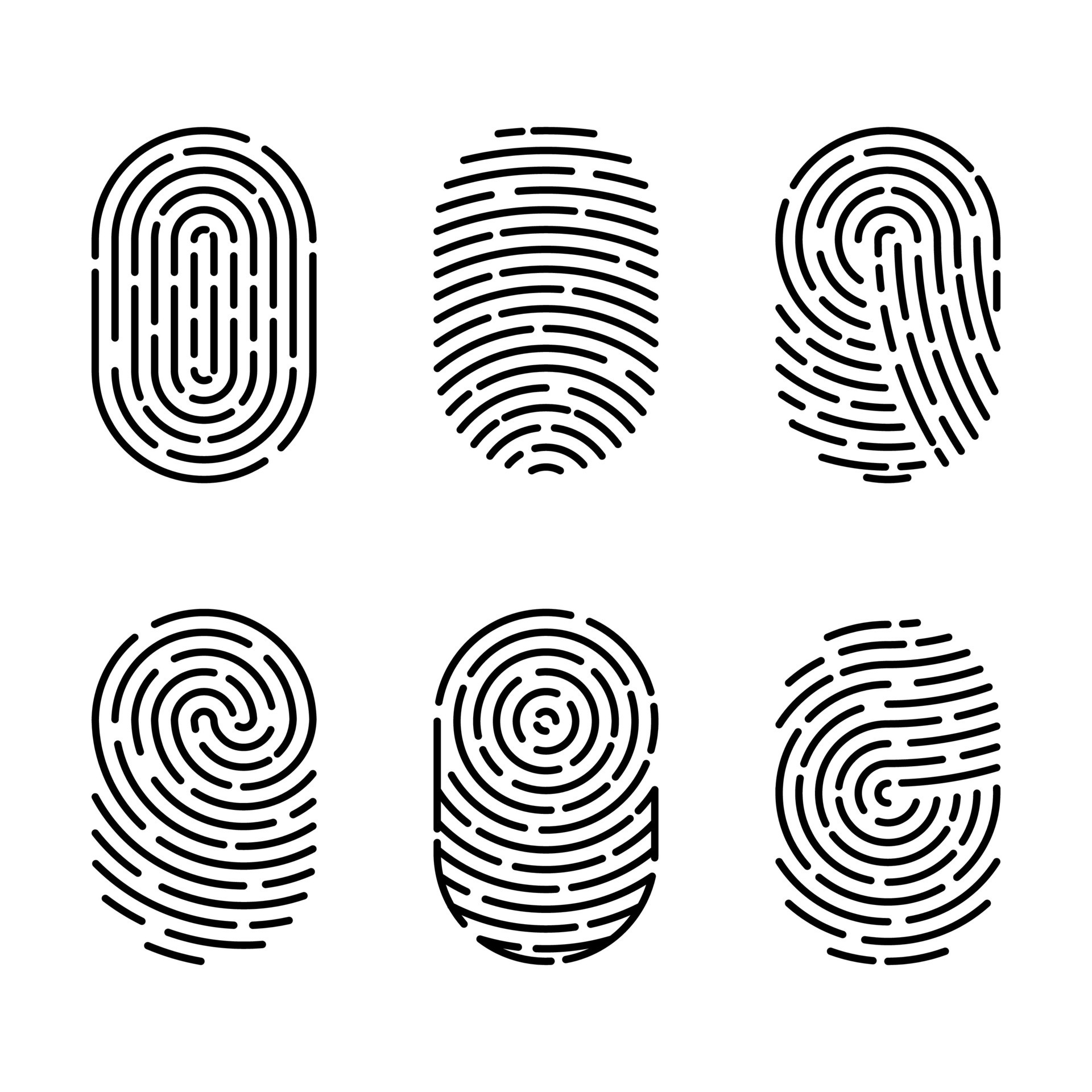 Set of vector illustrations of security fingerprint authentication