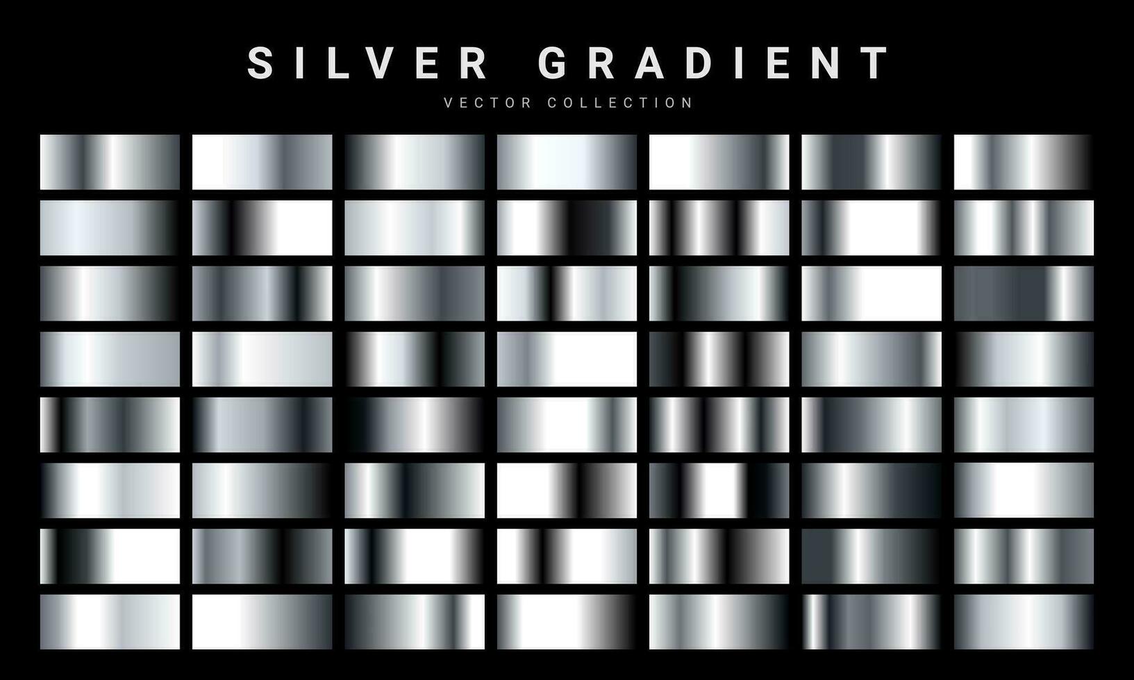 Set of silver foil texture background. Metal gradient template. Vector illustration