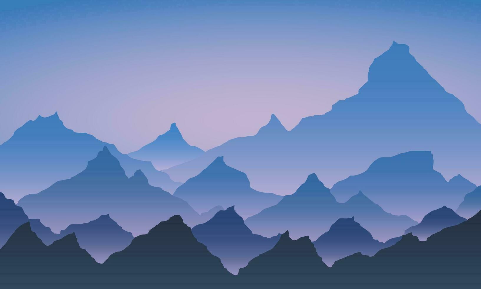 Sunrise in mountains. Colour mountains landscape. Hiking - morning view. Vector background