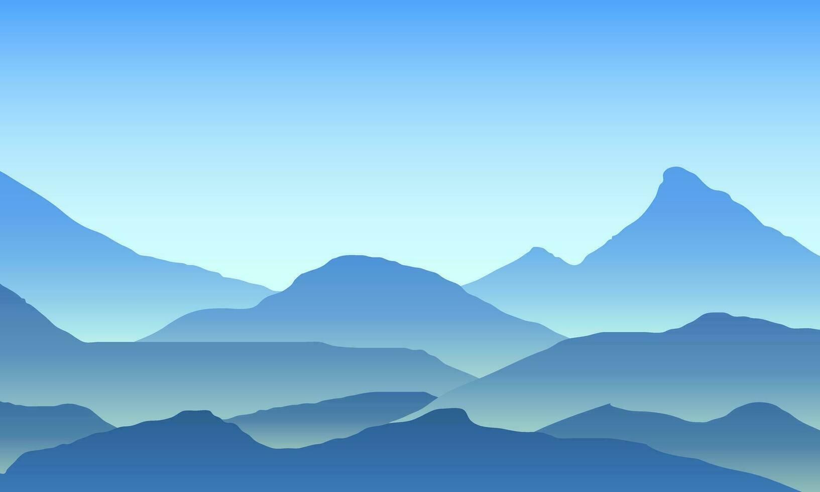 Sunrise in mountains. Colour mountains landscape. Hiking - morning view. Vector background