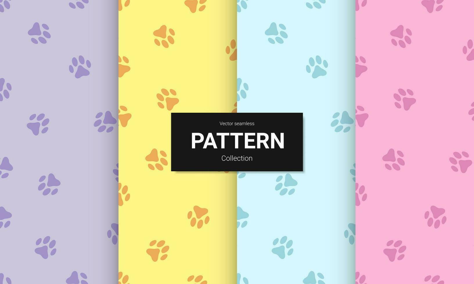 Set of Paw print seamless texture. Textile pattern cat footprints. Cat footprint seamless pattern. Vector illustration
