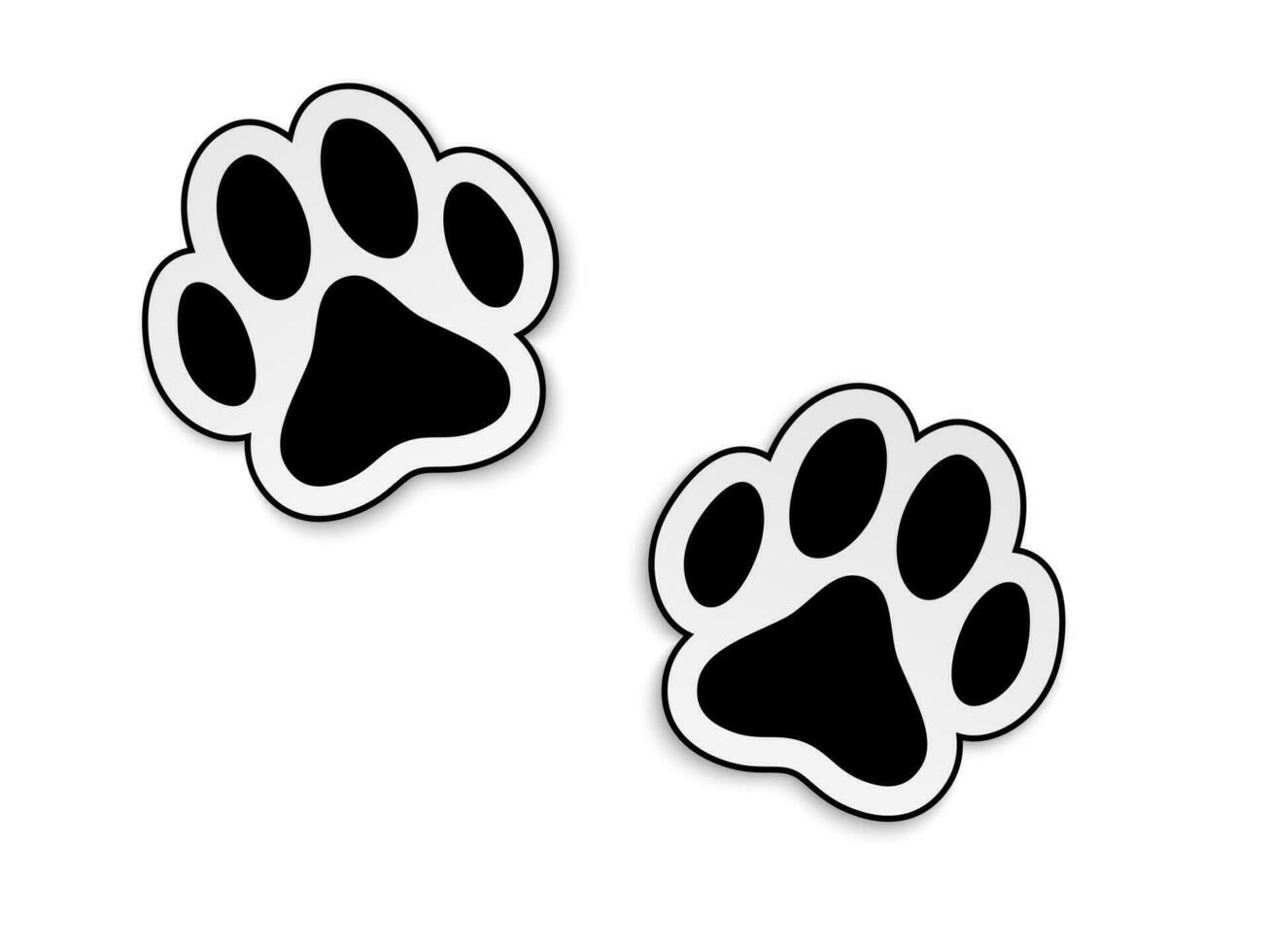 Black animal paw print isolated on white background. Vector illustration