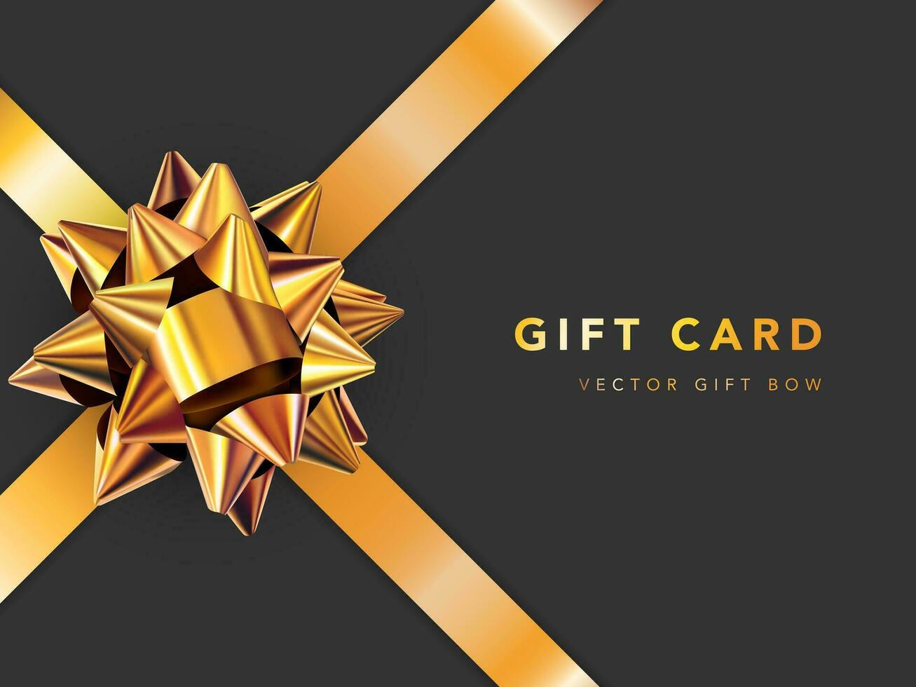 Realistic vector bow isolated on black background. Golden gift bows for cards, presentation, valentine's day, christmas and birthday illustrations