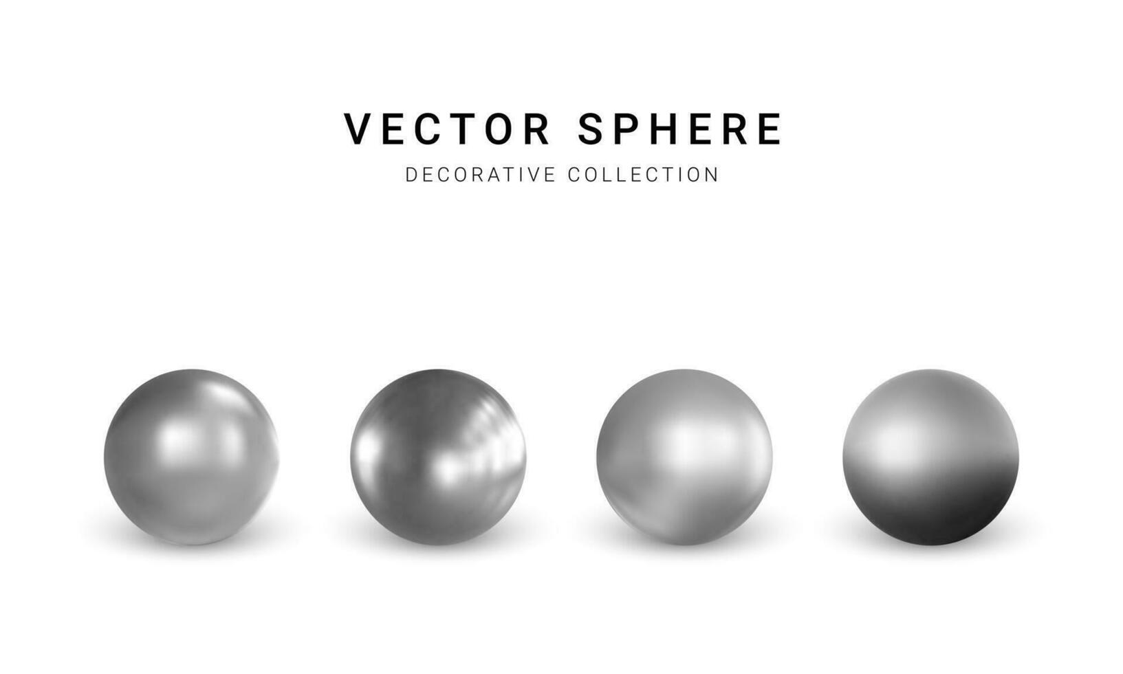 Set of silver sphere isolated on white background. Collection of bubble. Vector illustration