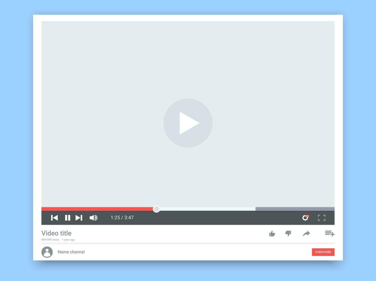 Video Player Interface Vector Design Images, Online Video Player Window  Interface, Illustration, Play, Digital PNG Image For Free Download