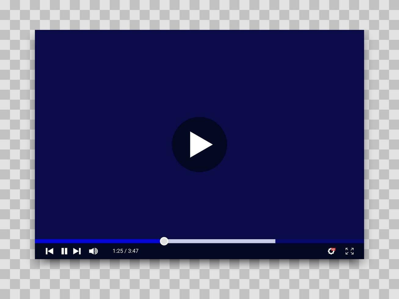 Video player template for web or mobile apps. Vector interface of video and audio player. Vector illustration