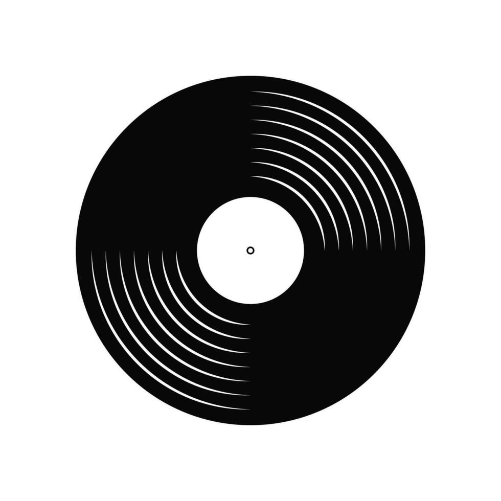 Vinyl music record. Design of retro audio disk. Vintage gramophone disc with cover mockup. Vector illustration