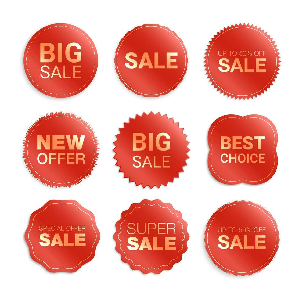 Vector labels isolated on white background. Sale promotion, website stickers, new offer badge collection. Flat badges discount and tags. Best choice tags. Vector illustration